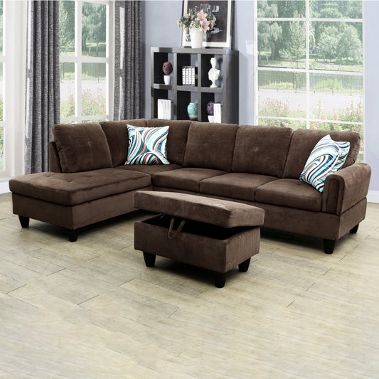 97" Wide Brown Corduroy Sofa Set – Modern Living Room Furniture | Comfortable & Stylish