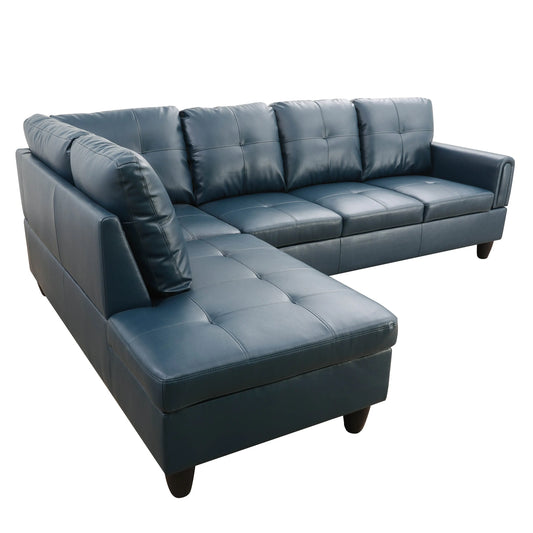 97" Wide Denim Faux Leather Living Room Sofa Set