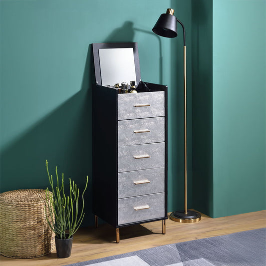 Myles - Jewelry Armoire - Black, Silver & Gold