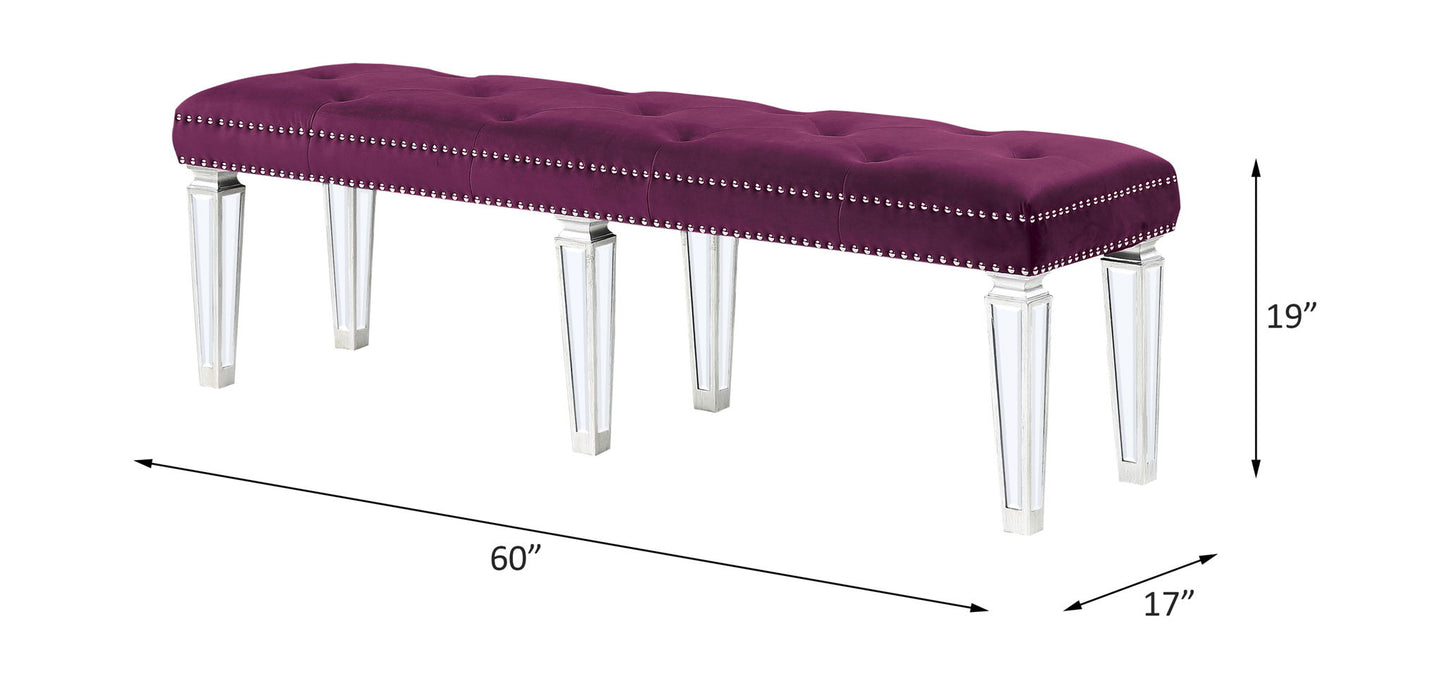 Varian - Bench - Burgundy Velvet & Mirrored