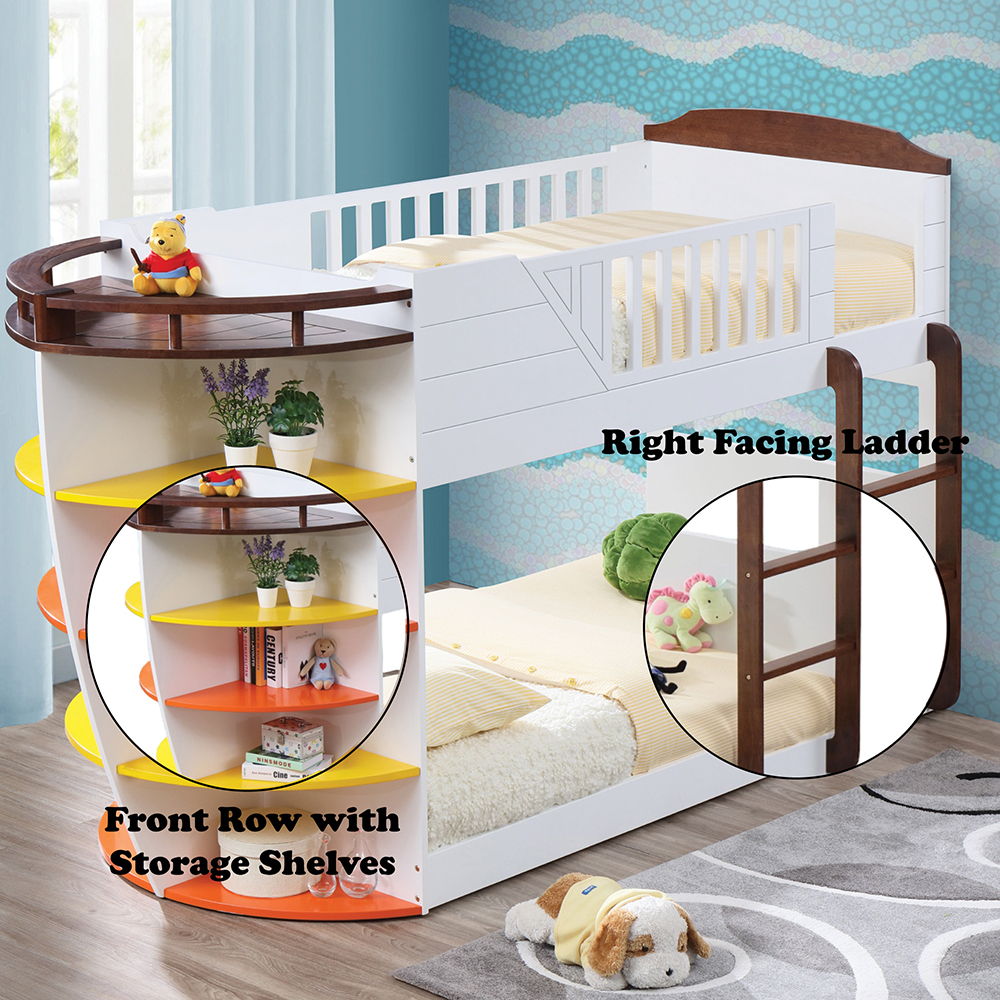 Neptune - Twin Over Twin Bunk Bed - White & Chocolate