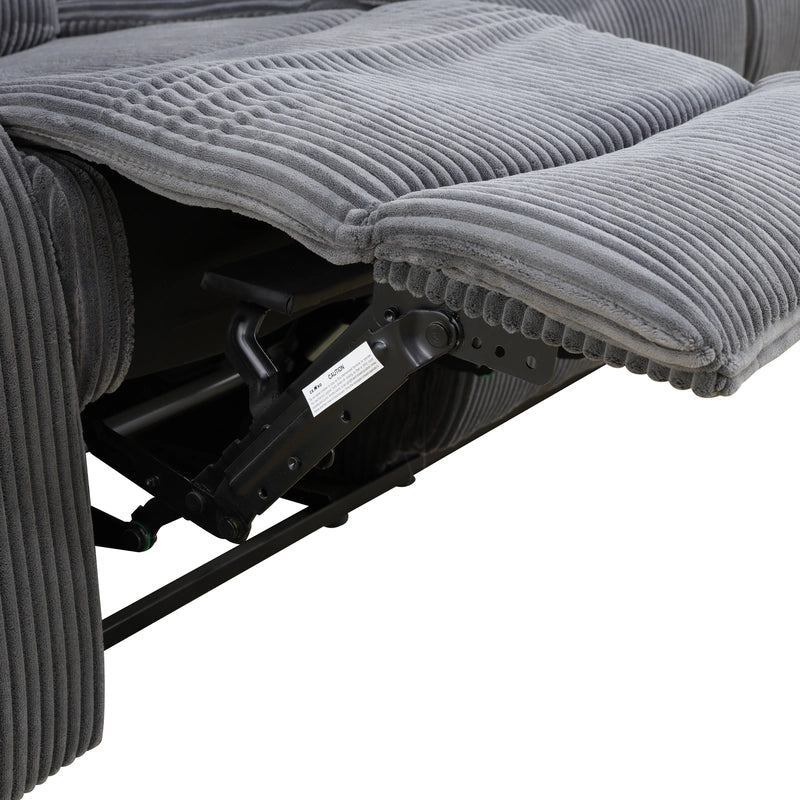 Ainehome Cinema 3-Piece Textured Dark Grey Corduroy Reclining Sofa Set