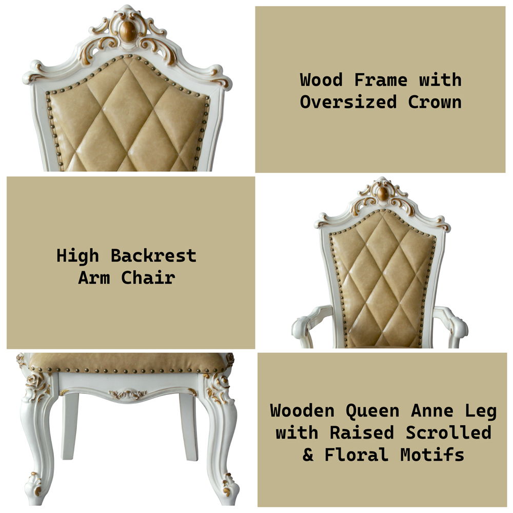 Picardy - Arm Chair (Set of 2) - Butterscotch Synthetic Leather & Antique Pearl