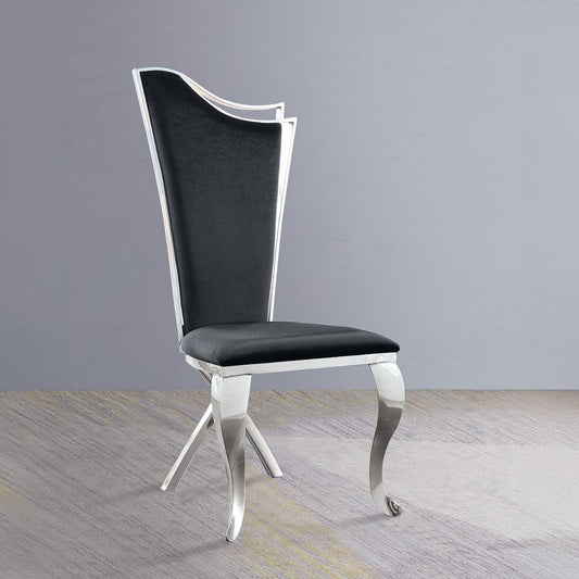 Cyrene - Side Chair (Set of 2) - Black Fabric & Stainless Steel