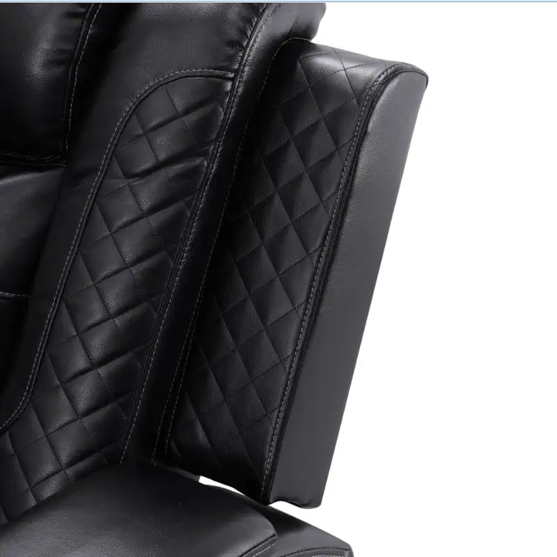 Ainehome Black Leather Power Reclining Sectional with Reading Lamp