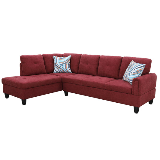 97" Wide Flannel L-Shaped Living Room Sectional Sofa Set