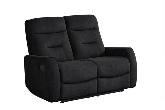 9107 Black Performance-Fabric Manual Reclining Loveseat