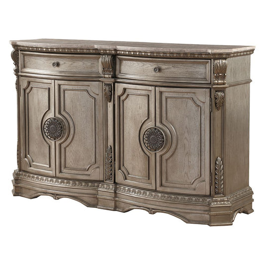 Northville - Server With Wood Top - Antique Silver