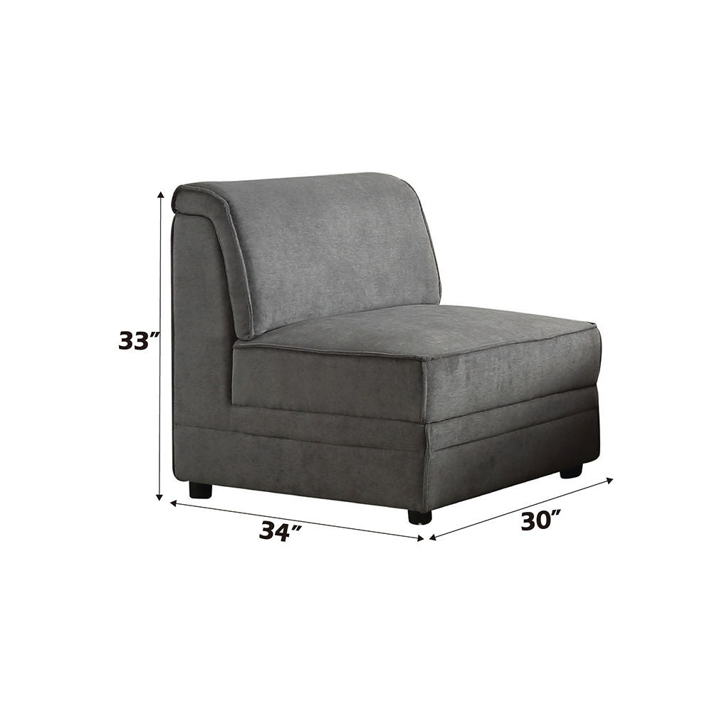 Bois - Modular Armless Chair - Gray Velvet