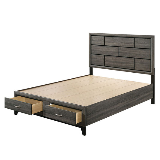 Valdemar - Eastern King Bed With Storage - Weathered Gray