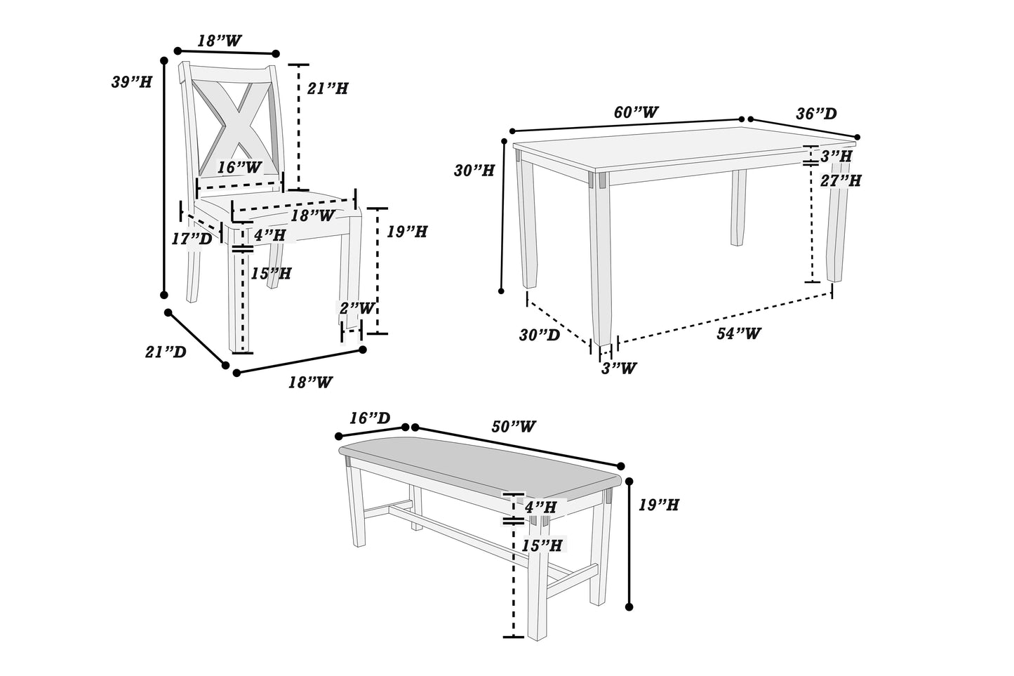 F2297 6-Piece Dining Set by Poundex - view 10