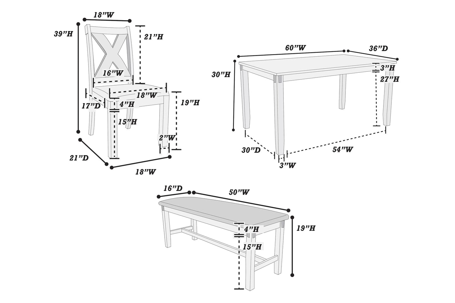 F2548 6-Piece Dining Set by Poundex - view 10