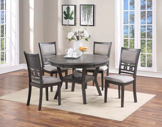 Gray Round Dining Group with Circle-Back Chairs