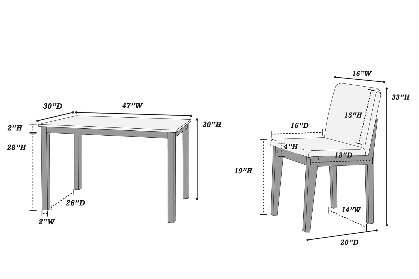 F2613 4-Piece Dining Set by Poundex - view 14