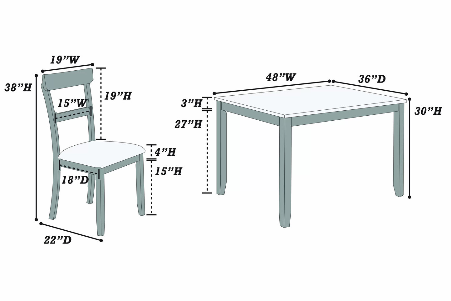 F2621 5-Piece Dining Set by Poundex - view 13