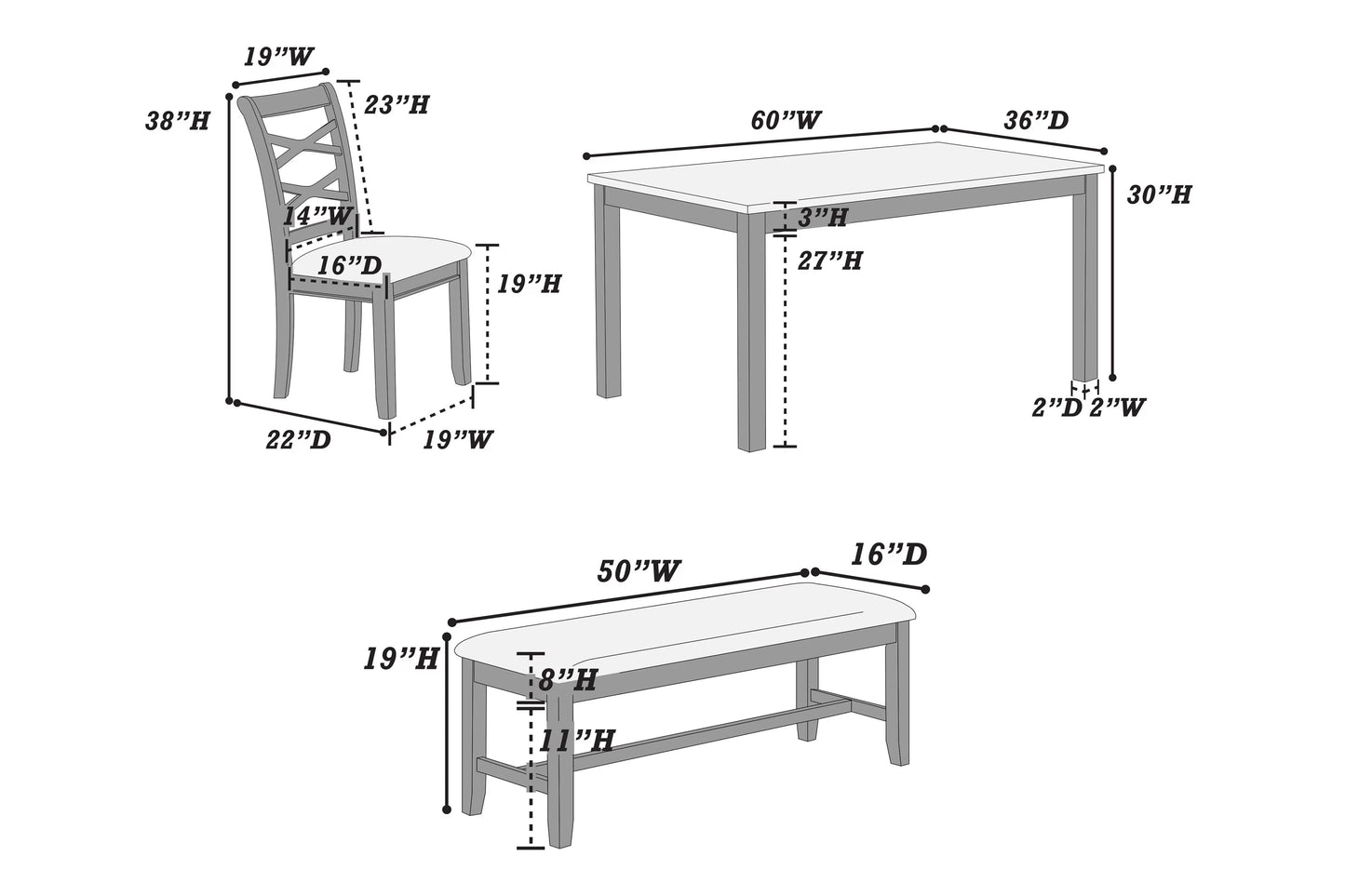 F2623 6-Piece Dining Set by Poundex - view 17