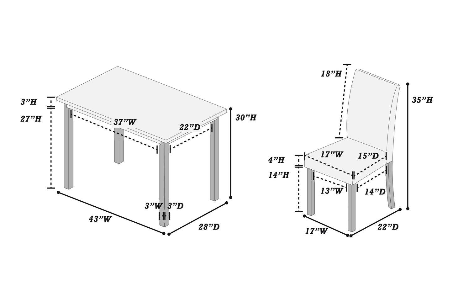 F2628 5-Piece Dining Set by Poundex - view 14