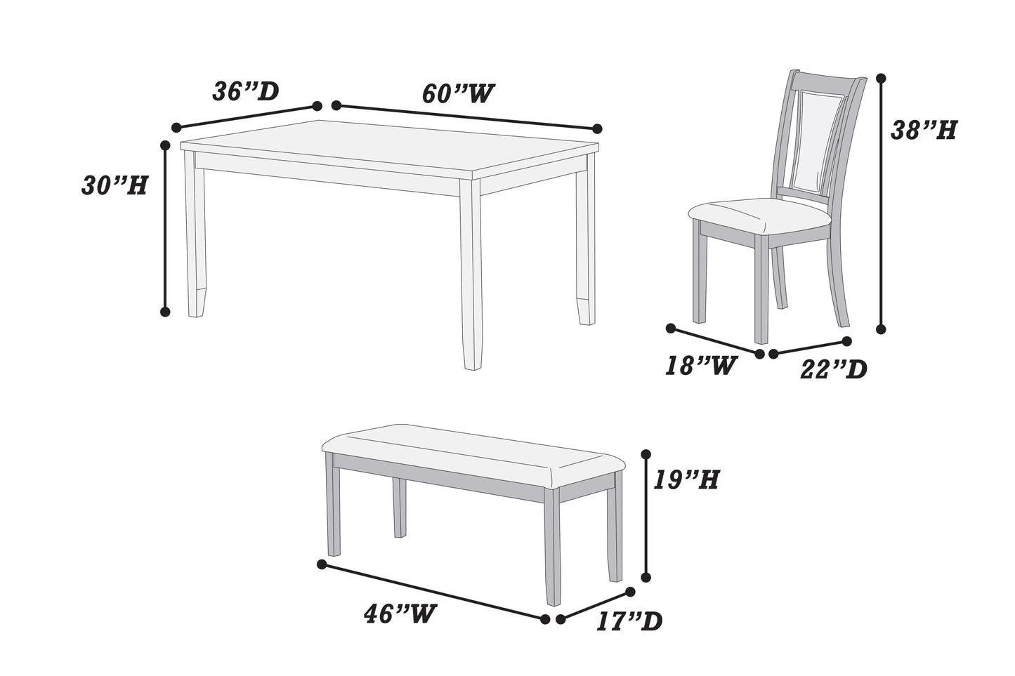 F2635 6-Piece Dining Set by Poundex - view 5