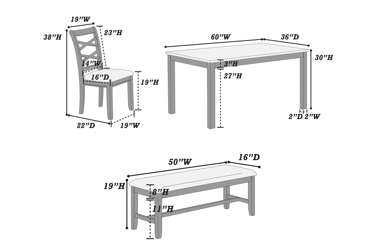 F2637 4-Piece Dining Set by Poundex - view 10