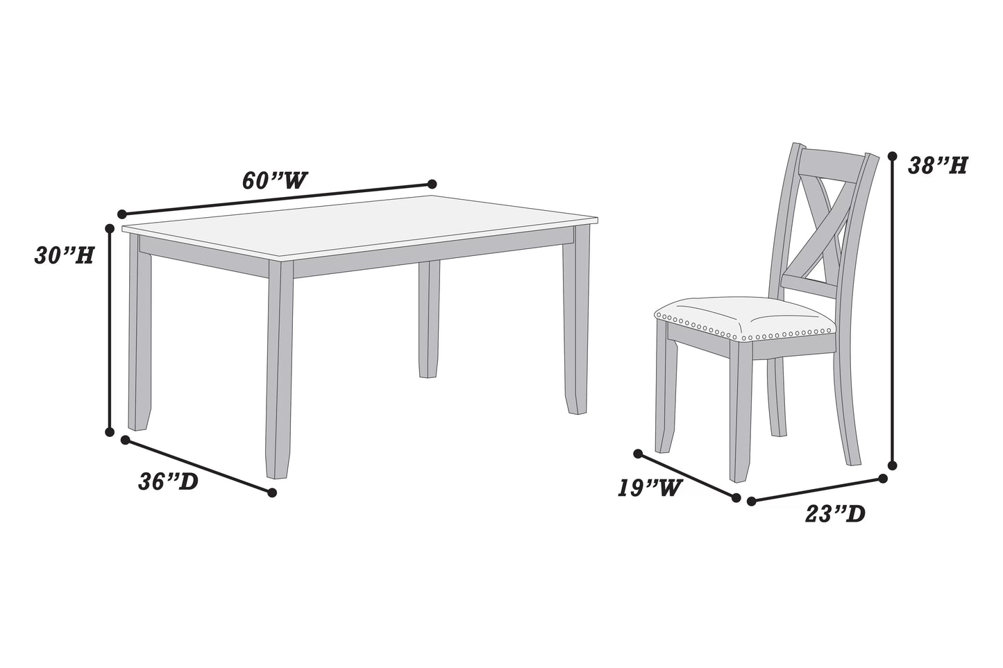 F2638 6-Piece Dining Set by Poundex - view 4