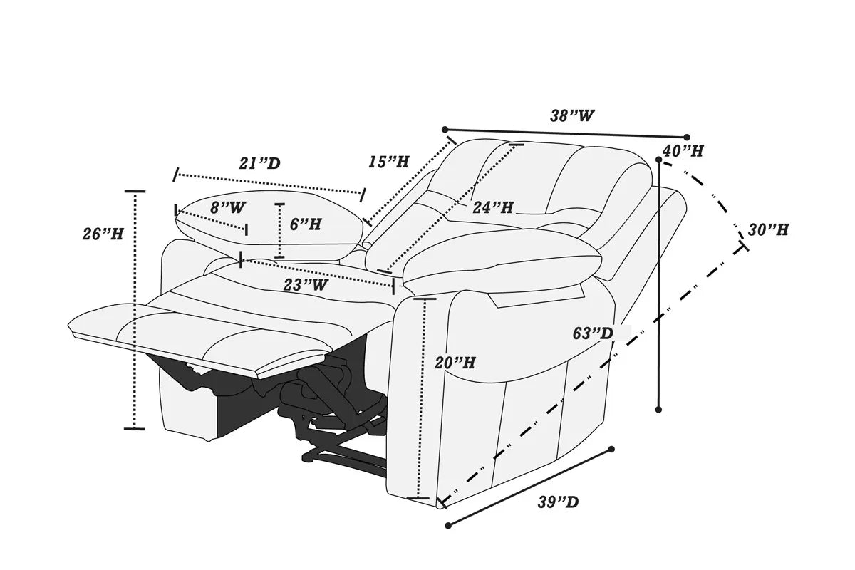 Poundex F6700 recliner view 5