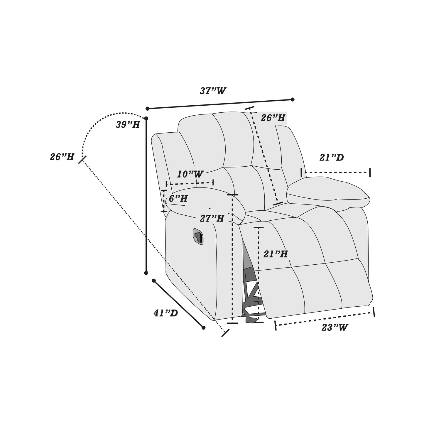 Poundex F6713 recliner view 4