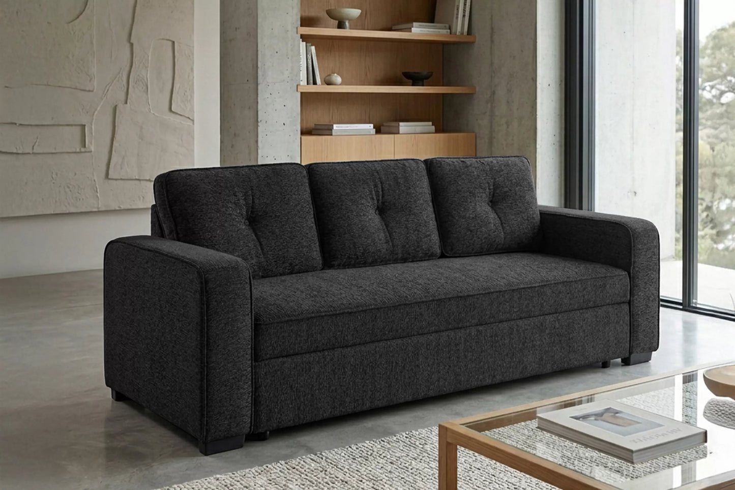 F7121 Black Convertible Sofa — view 8