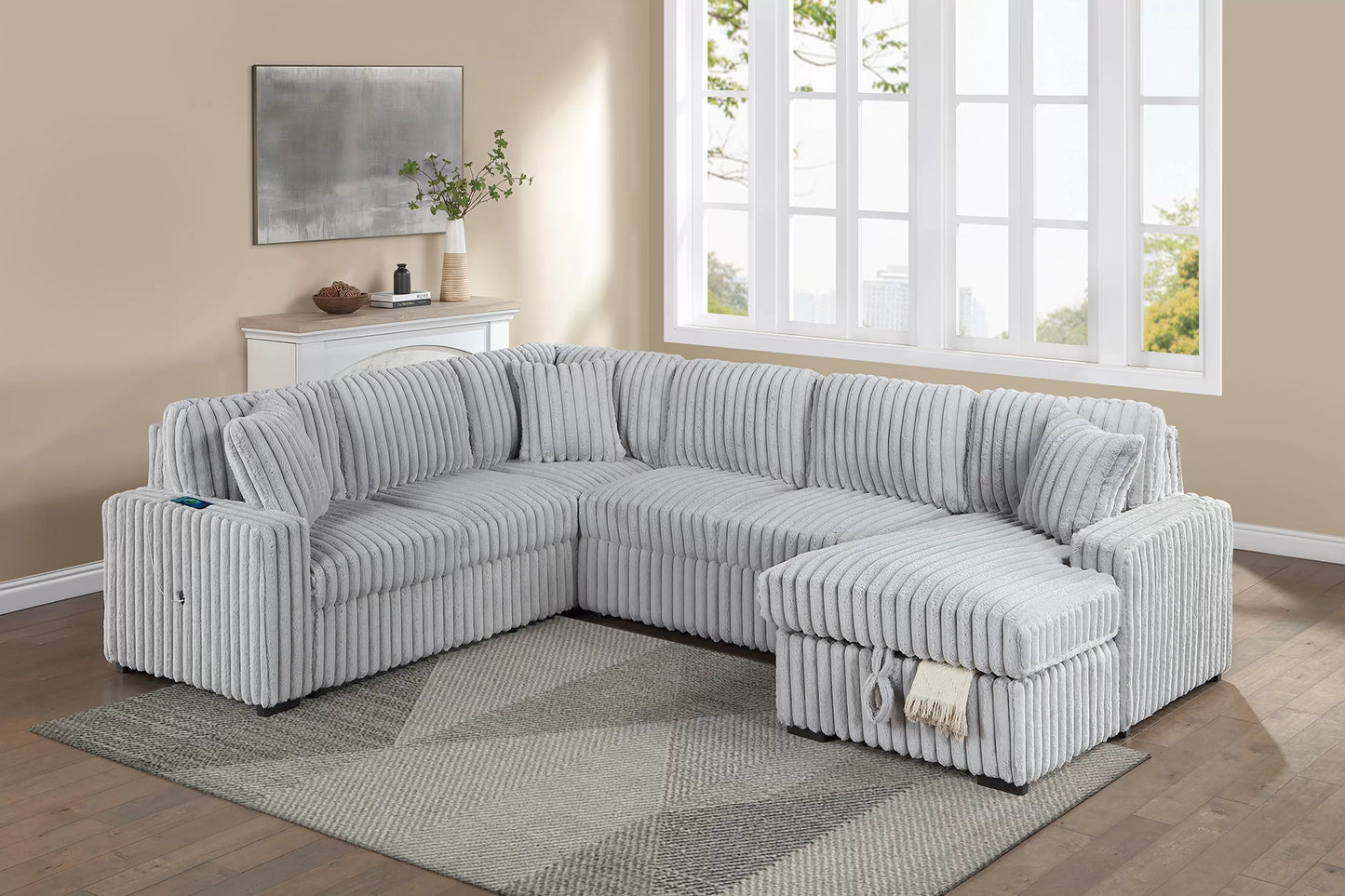 F7134 Mink Gray 4-Piece Convertible Sectional Set — view 3