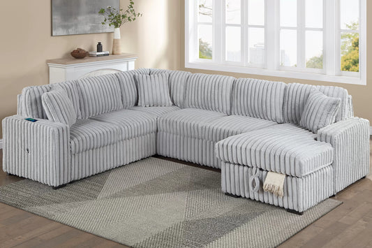 F7134 Mink Gray 4-Piece Convertible Sectional Set — main view