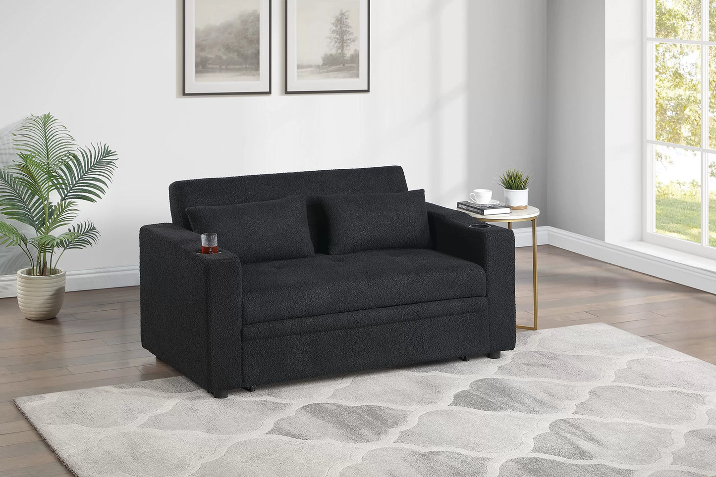 F7135 Black Convertible Sofa — view 4
