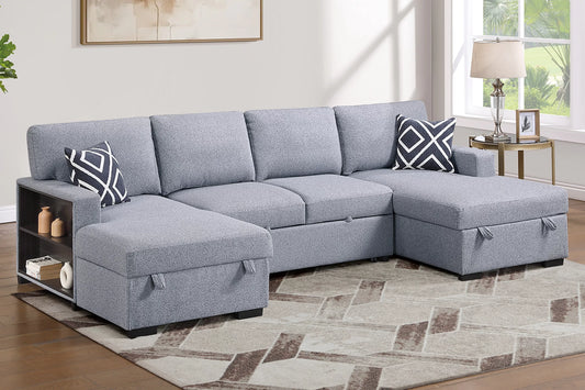 F7475 Gray 3-Piece Convertible Sectional — main view