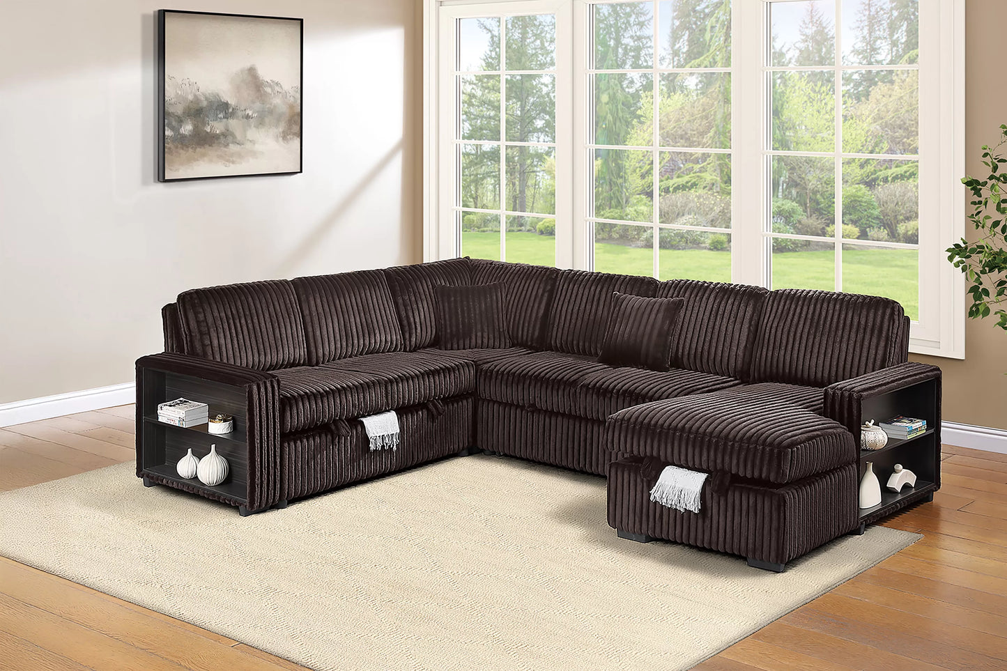 F7478 Coffee 4-Piece Convertible Sectional — view 3