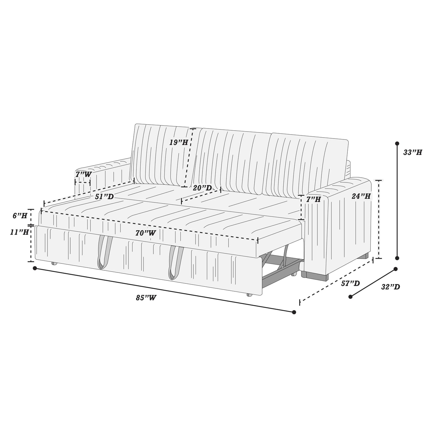 F8525 Fog Convertible Sofa — view 11