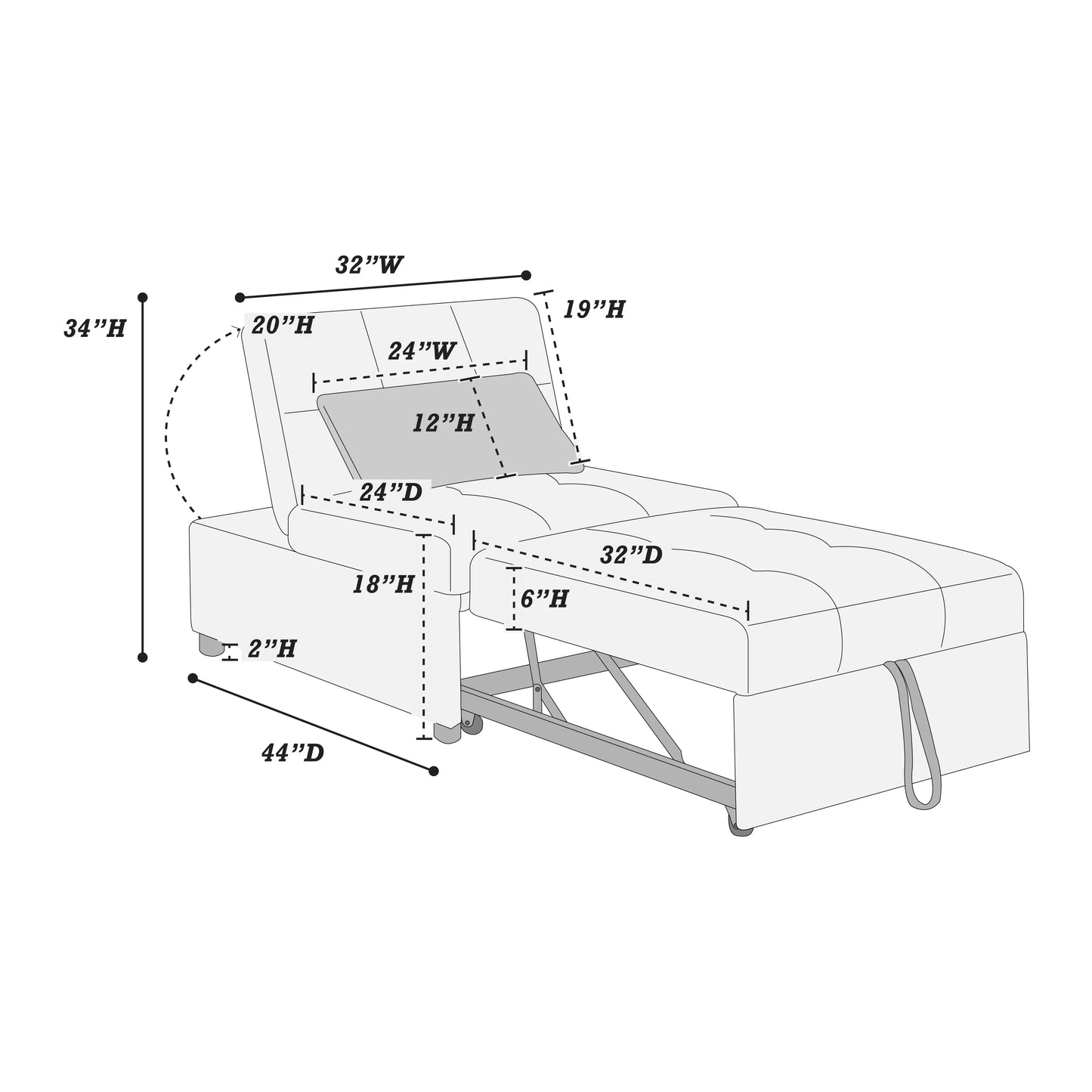 F8532 Blue Convertible Sofa — view 15