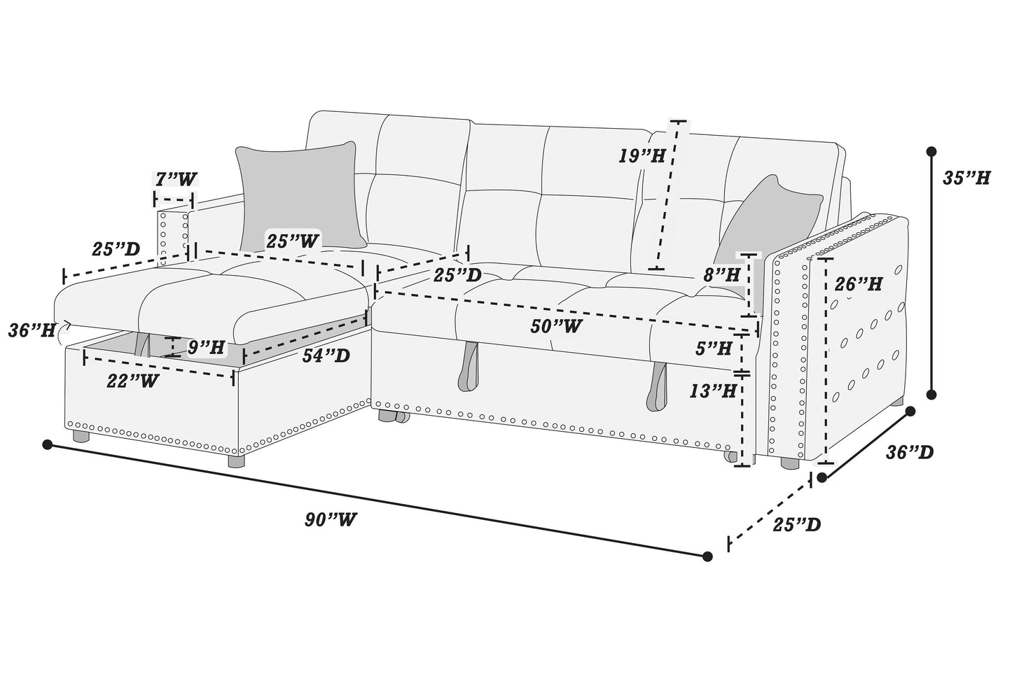 F8541 Smoke Convertible Sectional — view 9