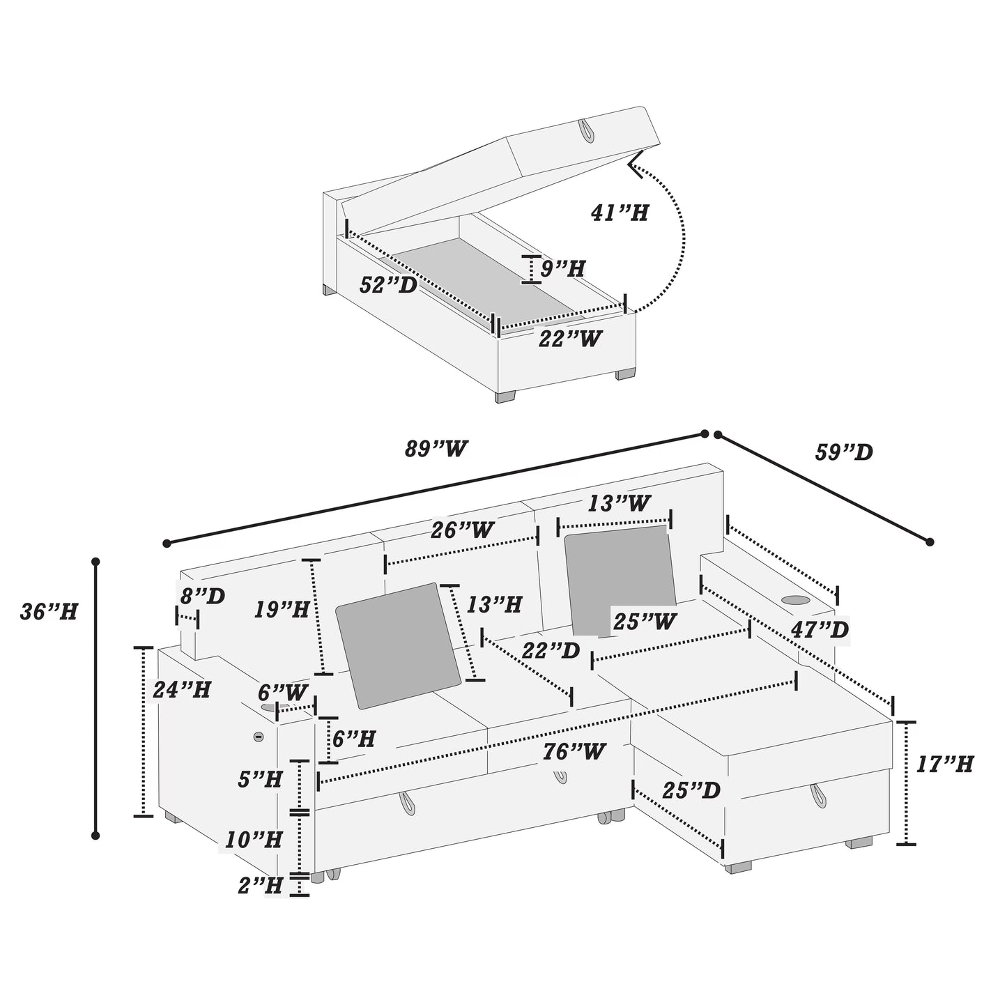 F8544 Beige Convertible Sectional — view 12
