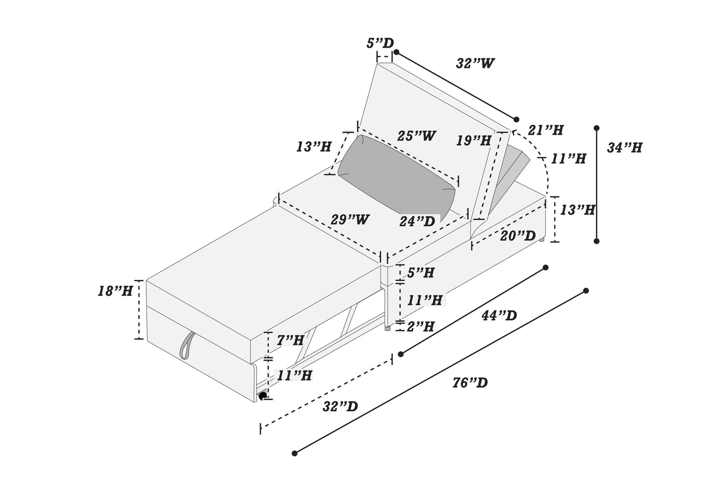 F8546 ash convertible sleeper chair — view 9