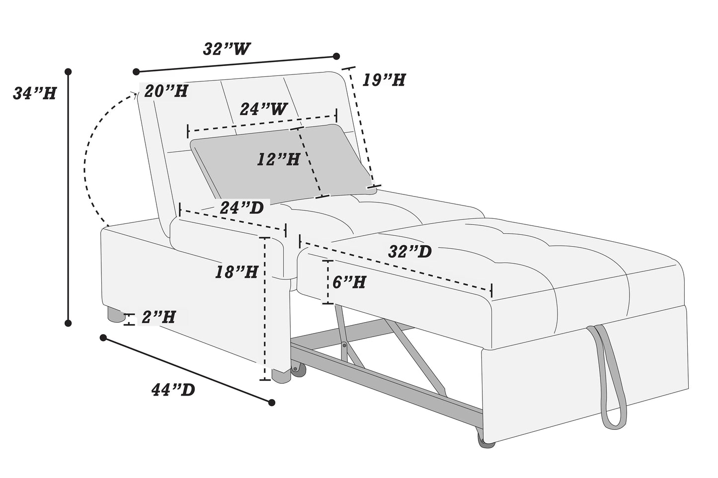 F8549 Black Convertible Sofa — view 9