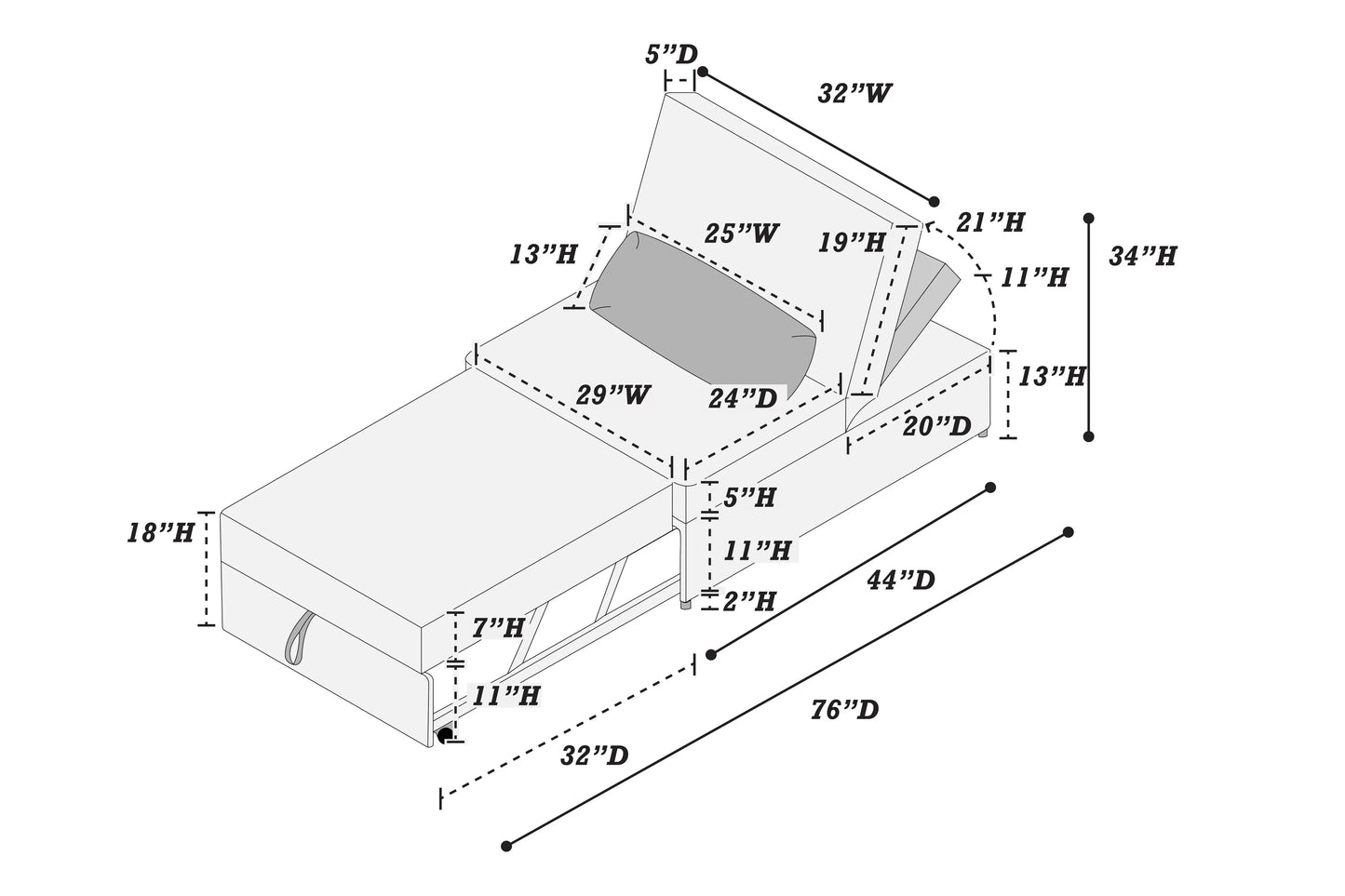 F8550 Chocolate Convertible Sofa — view 8