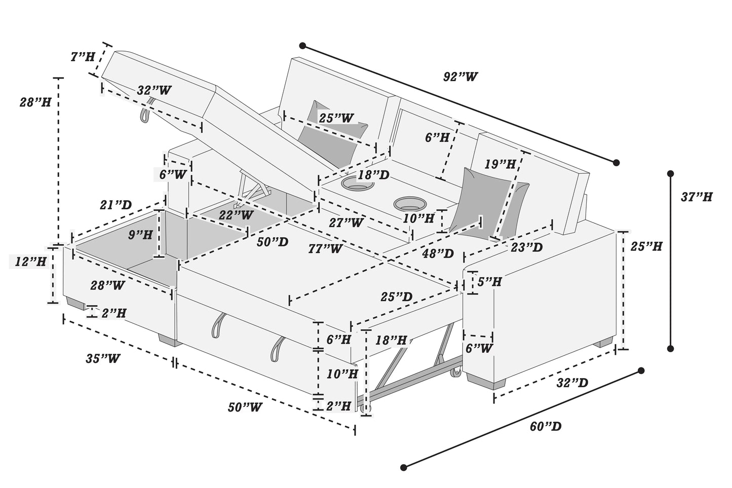 F8552 Ash 2-Piece Convertible Sectional — view 8