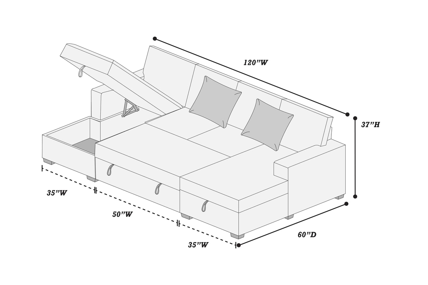 F8558 Ash 3-Piece Convertible Sectional — view 8