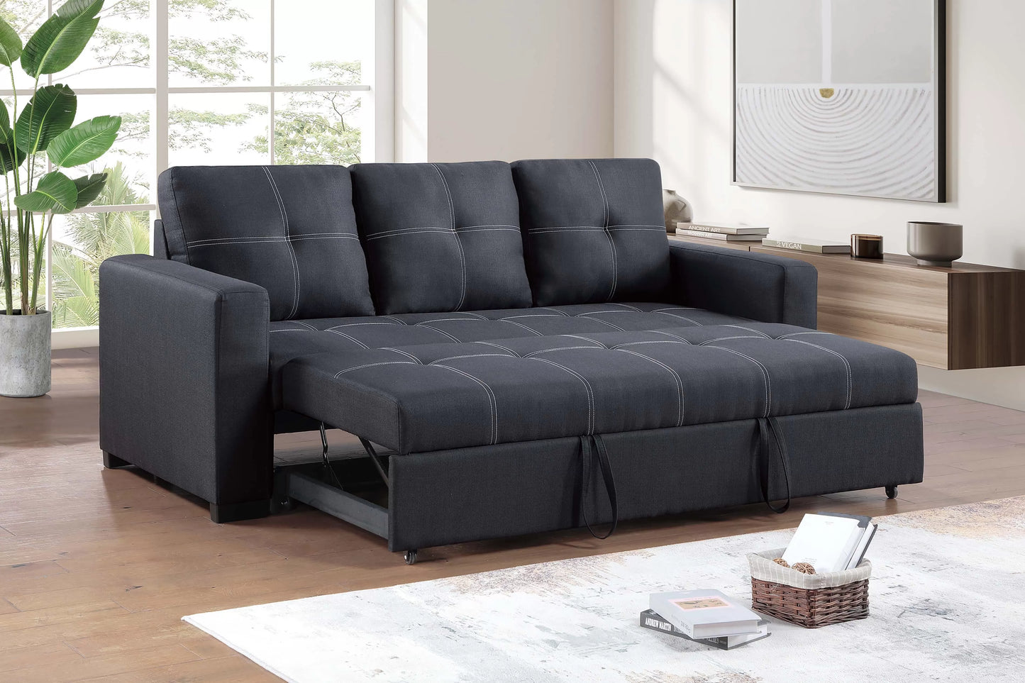 F8563 Black Convertible Sofa — view 2
