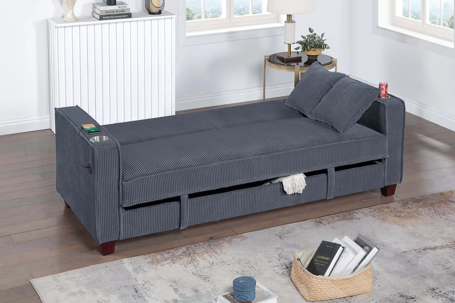 F8571 Dark Gray Convertible Sofa image 2