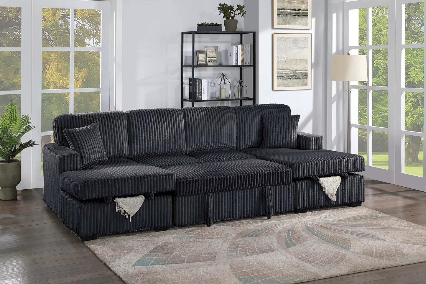 F8578 Black 3-Piece Convertible Sectional — view 2