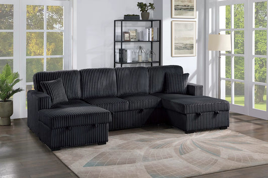 F8578 Black 3-Piece Convertible Sectional — main view