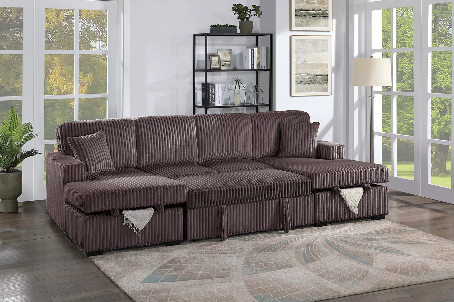 F8579 Chocolate 3-Piece Convertible Sectional — view 2