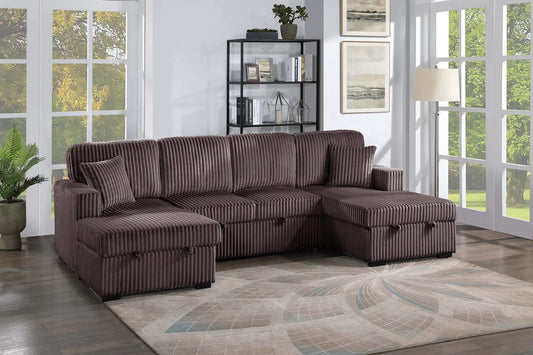 F8579 Chocolate 3-Piece Convertible Sectional — main view
