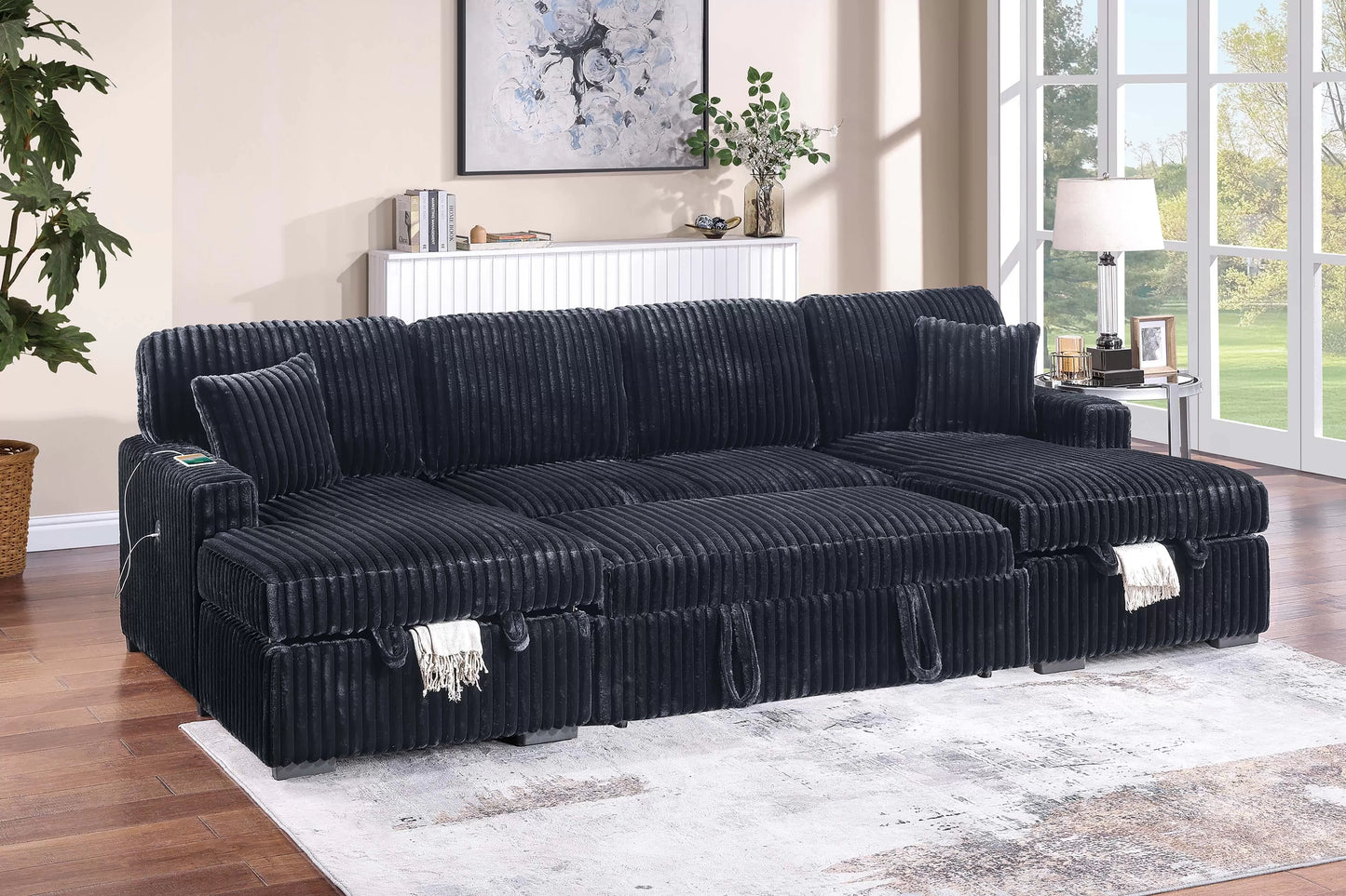 F8582 Black 3-Piece Convertible Sectional — view 2