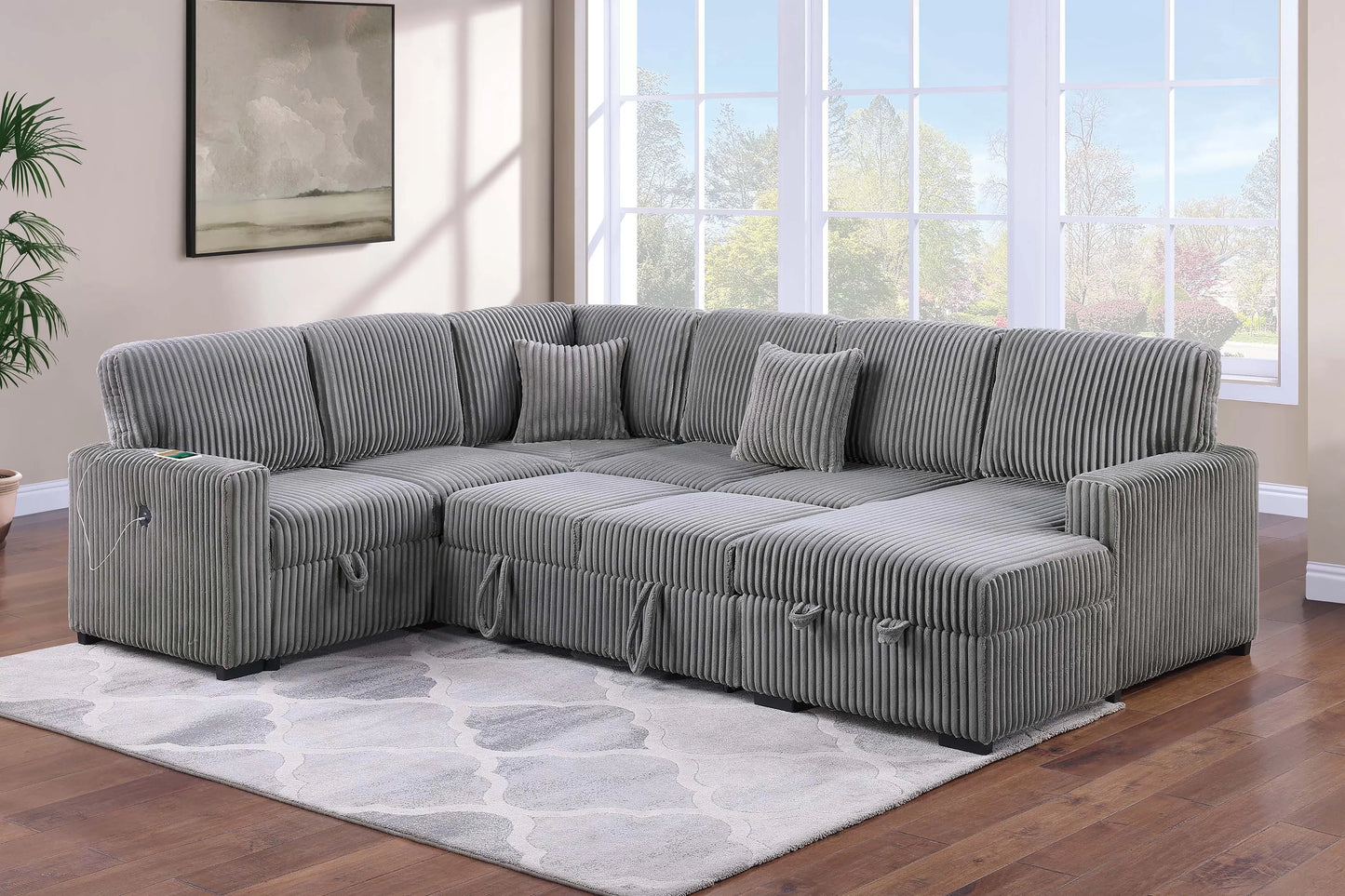 F8585 Smoke 4-Piece Convertible Sectional — view 2
