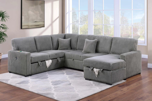 F8585 Smoke 4-Piece Convertible Sectional — main view